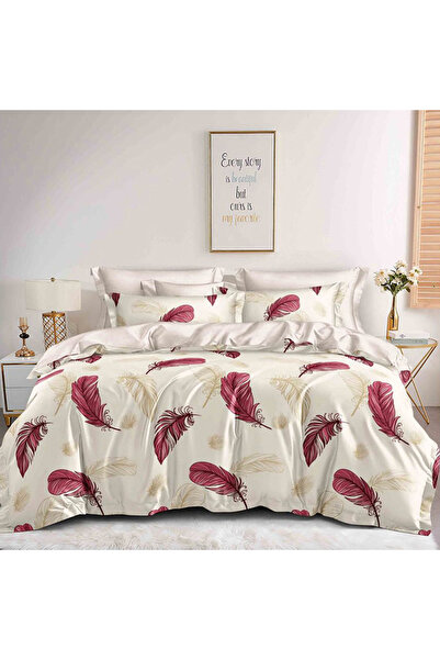 Five Store Lenjerie de pat matrimonial cu husa elastic pat, Rhodos, bumbac me...
