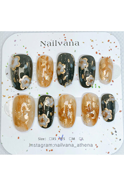 Nailvana (Μεσαία) Χειροποίητα Αυτοκόλλητα Νύχια  "Κήπος της Φρίντα "
