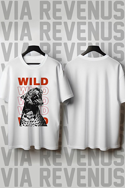 Vordevia Μπλουζάκι Unisex με στάμπα Wild, με λαιμόκοψη ποδηλάτου, φαρδιά γραμ...