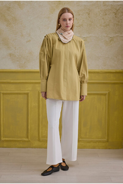 HEQA Cămașă 100% bumbac cu pliuri la spate, Honey Foam