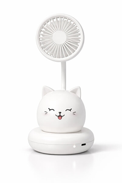 Arfseb LED Işıklı Sevimli Mini Vantilatör USB Şarjlı Masaüstü Fan Taşınabilir...