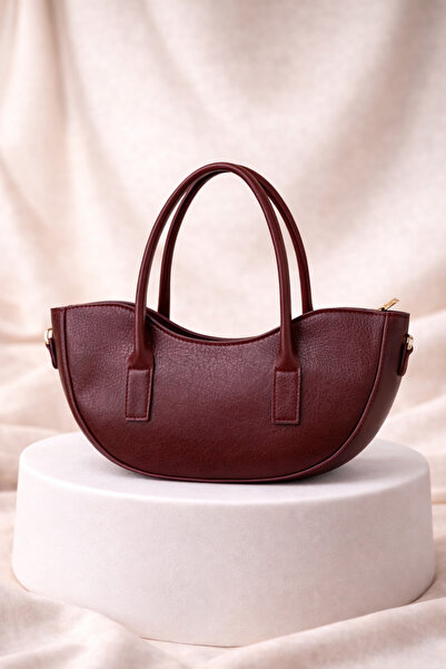 Miernebag Kavis Design Detailed Felix Women's Hand and Shoulder Bag Claret Red