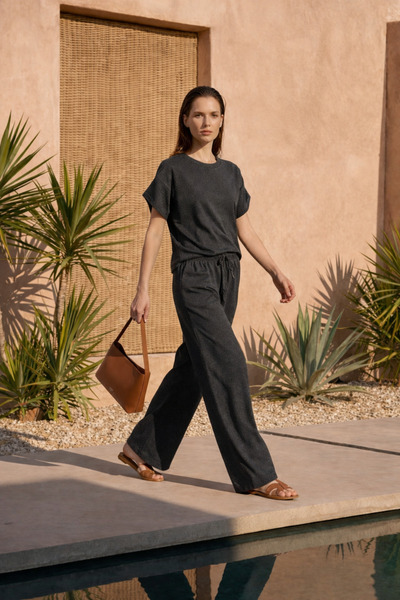 YAKAMEL Women's Short-Sleeved High-Waisted Oversized Spanish Flare-Leg Lace-U...