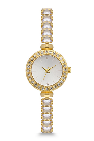 Newera Watch ساعة يد نسائية بتفاصيل حجرية وسلسلة بسيطة