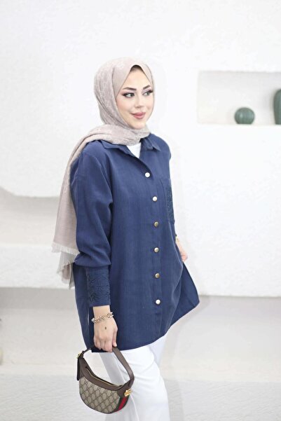 Suede Style 6293 - Stylish Comfortable Women's Shirt with Sleeve-Pocket Embro...