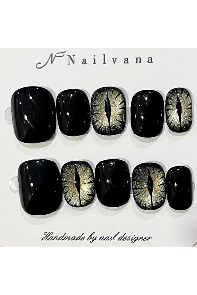 Nailvana (Μεσαίο) Χειροποίητα Νύχια Press-On με Εφέ Μάτι της Μέσης Νύχτας
