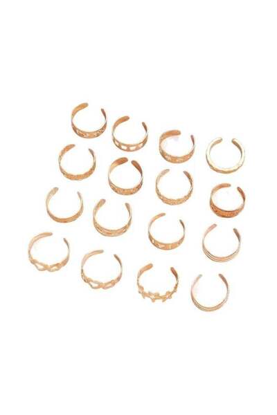 huitich 16-Piece Gold Color Ring Set for Women