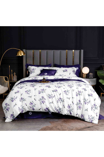 Five Store Lenjerie de pat matrimonial cu husa elastic pat, Mantinea, bumbac ...