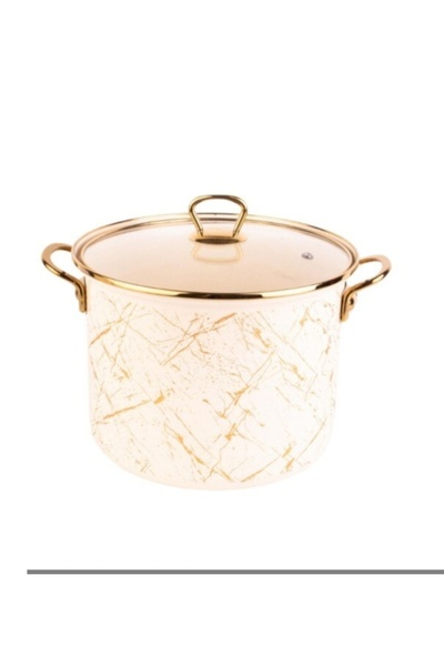 EBRULİEMAYE Vintage Enamel Cream Decor 6 Liter Deep Milk Yogurt Pasta Pot Leg...