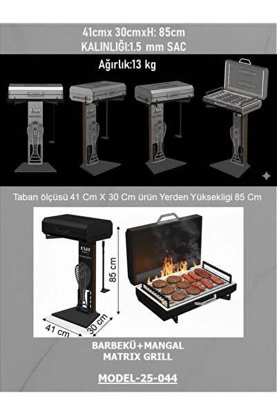 EXİTMODEL EXİT MODEL Ayaklı Bahçe Barbekü Matrix Grill Dekoratif Kobra Desenl...