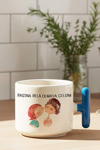 giftkonsept I Came to Get in Trouble Printed T-Handle Latte Cup as a Gift for...