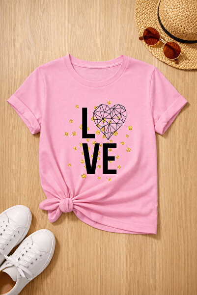 MYADA Tricou premium din bumbac 100% cu imprimeu Love Heart 27030