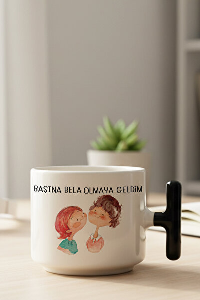 giftkonsept I Came to Get in Trouble Printed T-Handle Latte Cup as a Gift for...