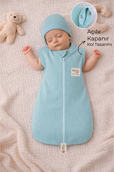 Tomuycuk 100% Cotton Green Unisex Baby Sleeping Bag 0-6 Months Zippered Snap ...