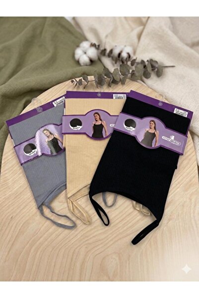 BEYAZTOPTAN Cotton Terry Women's Strap Tank Top 3-Pack