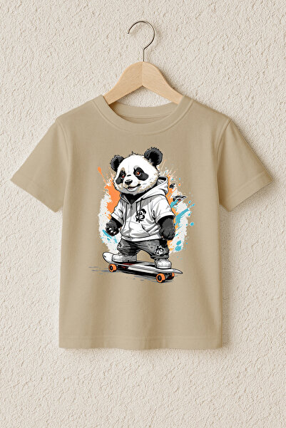 MYADA Tricou premium 100% bumbac cu imprimeu Skateboarder Panda 22543