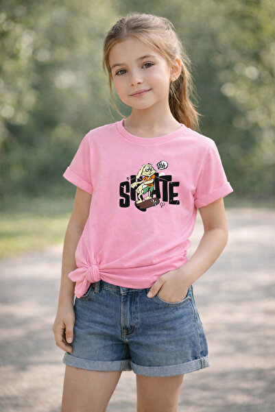 MYADA Παιδικό μπλουζάκι με στάμπα Skateboarder Rabbit, 100% βαμβάκι, Premium ...