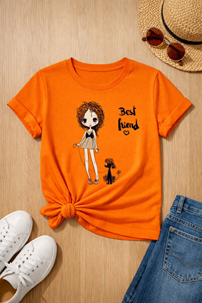 MYADA Tricou Premium din bumbac 100% cu imprimeu Best Friend 27019