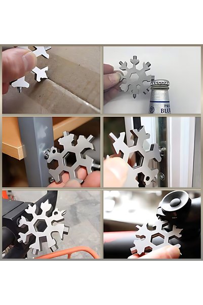 almital mobilya aksesuarları furniture accessories Rieki 18-in-1 Multi-Purpose Snowflake Keychain & Hand Tool (Outdoor Compatible)