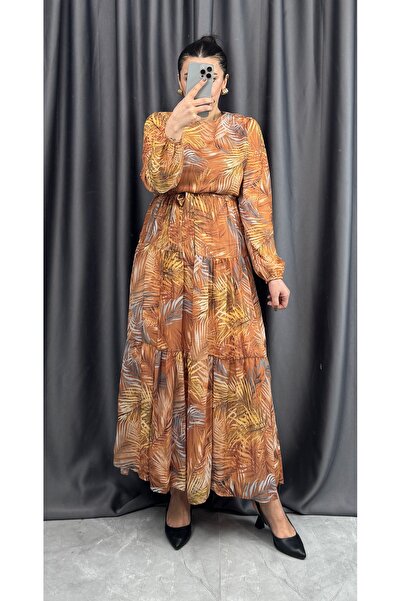 NİSUM MODA Chiffon Patterned Dress