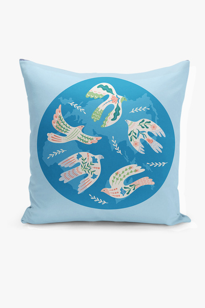 Filamente غطاء وسادة بطباعة رقمية على الوجهين - نمط الصيف / السلام / الحمامة