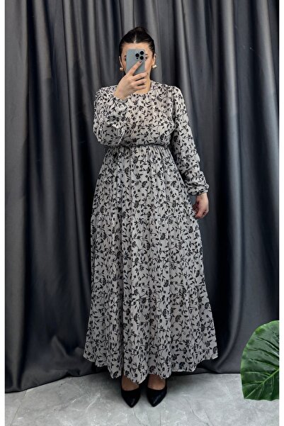 NİSUM MODA Chiffon Patterned Dress