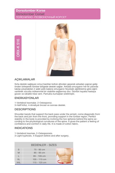 ORLEX Dorsolumbar Corset – Medical Corset for Waist and Back Support (Orx ® -K516)
