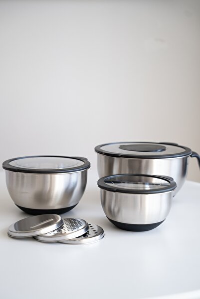 Dekorzdükkan Prokitchen 304 Steel Grater Storage and Preparation Set with Gra...