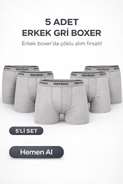 Nova Fuşya Lingerie Economical Pack of 5 Men's Boxers Gray