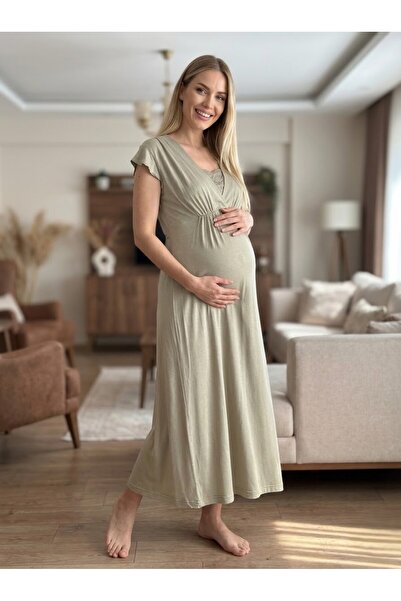 Lohusa Homewear فستان نوم صيفي للحوامل باللون الأخضر من الموسم الجديد، يتميز ...