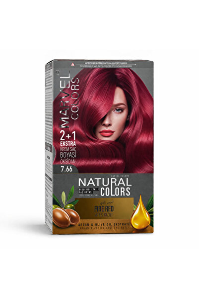 Marvel COLORS NATURAL COLORS Saç boyası 7,66 FIRE RED (Yoğun Kızıl (Ateş Kızılı)