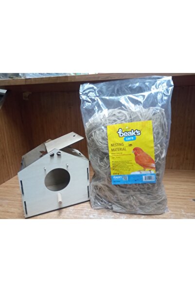 HOBİ Çatılı Renkli Muhabbet Kuşu Yuvalık+beak's keten yuva ipi 250 gram