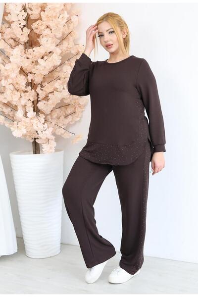 Siyezen Large Size Stone Embroidered Modal Fabric Basic Set