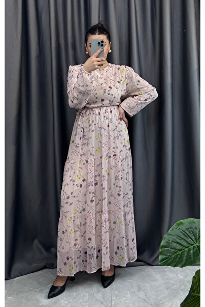 NİSUM MODA Şifon Desenli Elbise