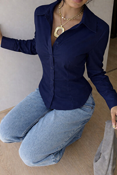 BLUE STREET Women's Classic Shirt Slim Fit Long Sleeve Casual and Office Comb...