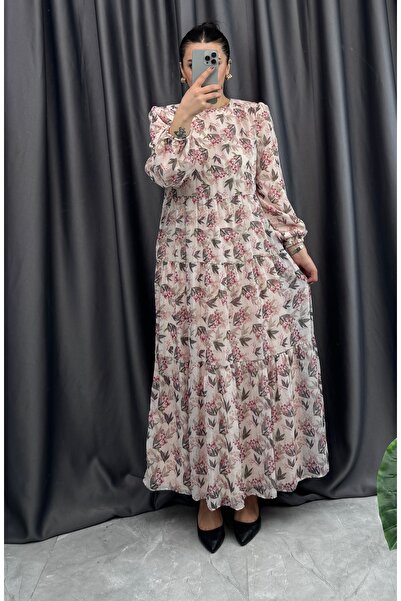 NİSUM MODA Chiffon Patterned Dress