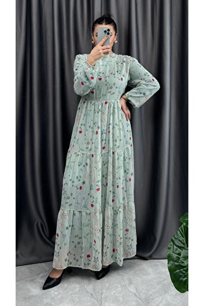 NİSUM MODA Chiffon Patterned Dress