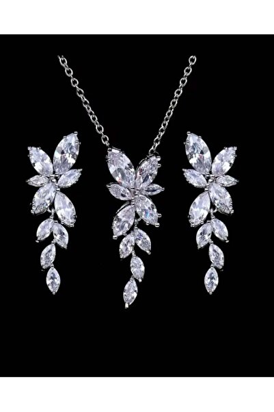 OEM Zirconium crystal earrings and necklace set Cma647