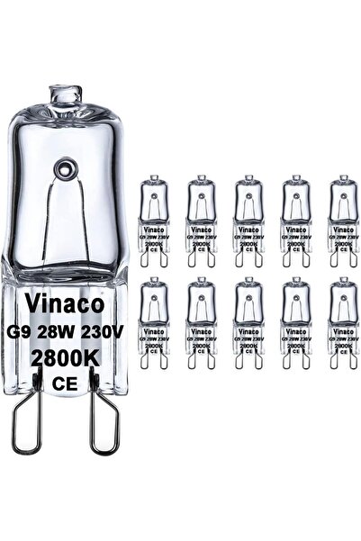 Vinacocha Bec halogen Vinaco G9 28 W, pachet de 10, alb cald 2800Kreglabil,30...