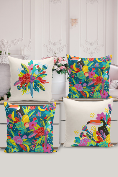 Filamente Σετ 4 καλύμματα μαξιλαριών διπλής όψης με ψηφιακή εκτύπωση, με σχέδ...
