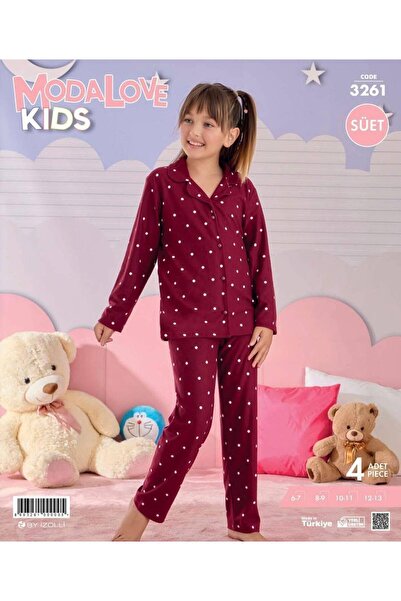 ROYAM Modalove Girls' Milan Fabric Buttoned Front Suede Winter Long Sleeve Pa...