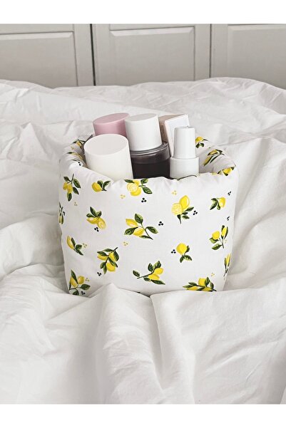 Lulishop Καλάθι οργάνωσης με μαλακή υφή και σχέδιο λεμονιού, οργανωτής καλλυν...