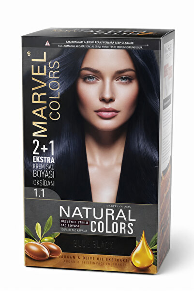 Marvel COLORS NATURAL COLORS Saç boyası 1,1 BLUE BLACK (Mavi Siyah)