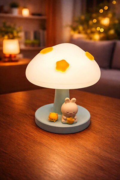 sofun Sevimli Mantar Tasarımlı LED Gece Lambası – Dekoratif Masa Lambası,