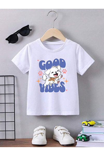 STİL-X Παιδικό μπλουζάκι με στάμπα Good Vibes, 100% βαμβακερό, με λαιμόκοψη π...