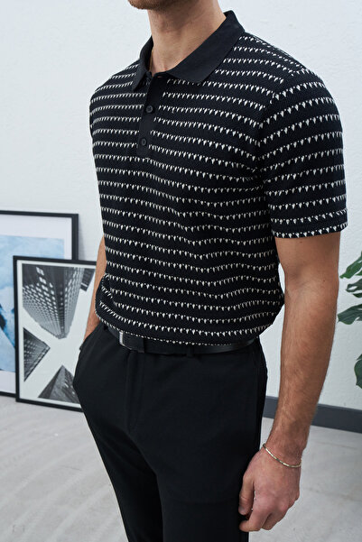 Wonraces Men's Regular Patterned Polo Neck T-Shirt