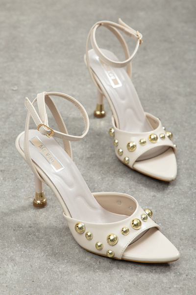 M Miss dark moda Gold Beaded Ankle Strap with Patent Leather Buckle, Special ...