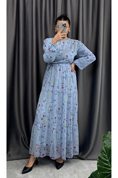 NİSUM MODA Chiffon Patterned Dress