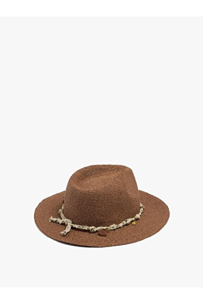 PARFOIS Kadın Kordonlu ve Süslemeli Hasır Efektli Şapka