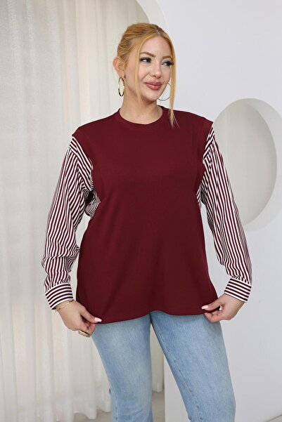 Siyezen Plus Size Striped Modal Fabric Blouse